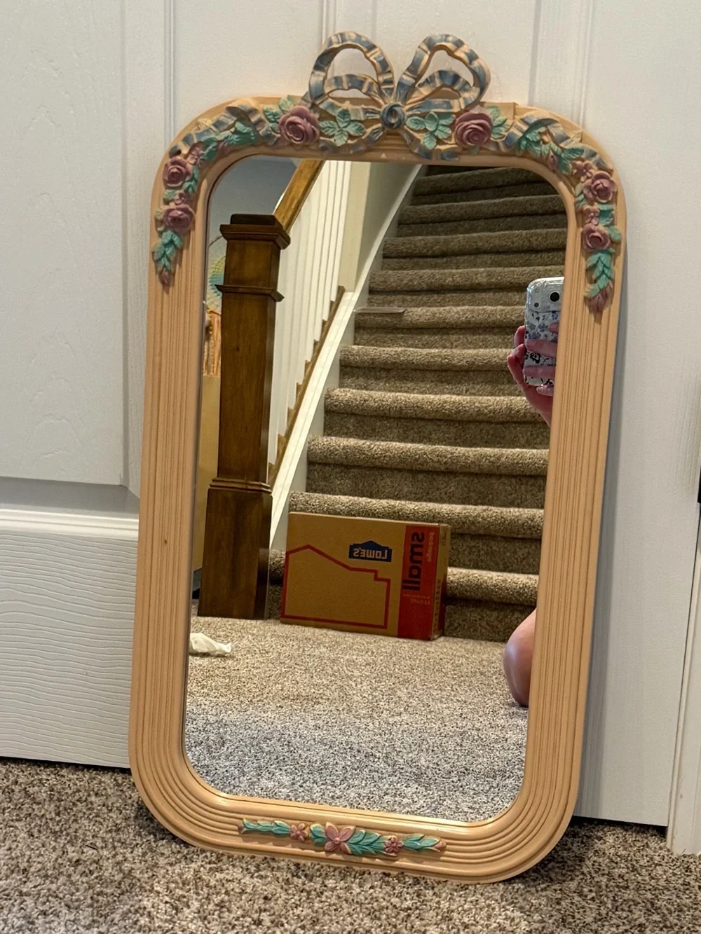 Vintage Homco Bow and Floral Mirror